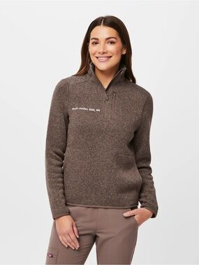 Figs Quarter-Zip Pullover - Brown Heather